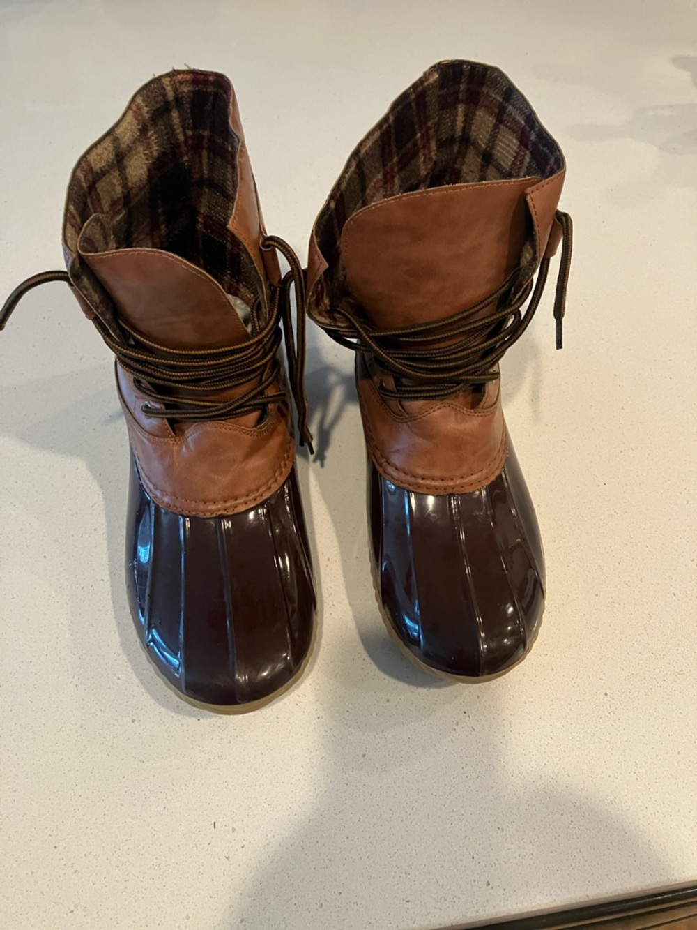 Yoki Brown Two-Tone Duck Boots